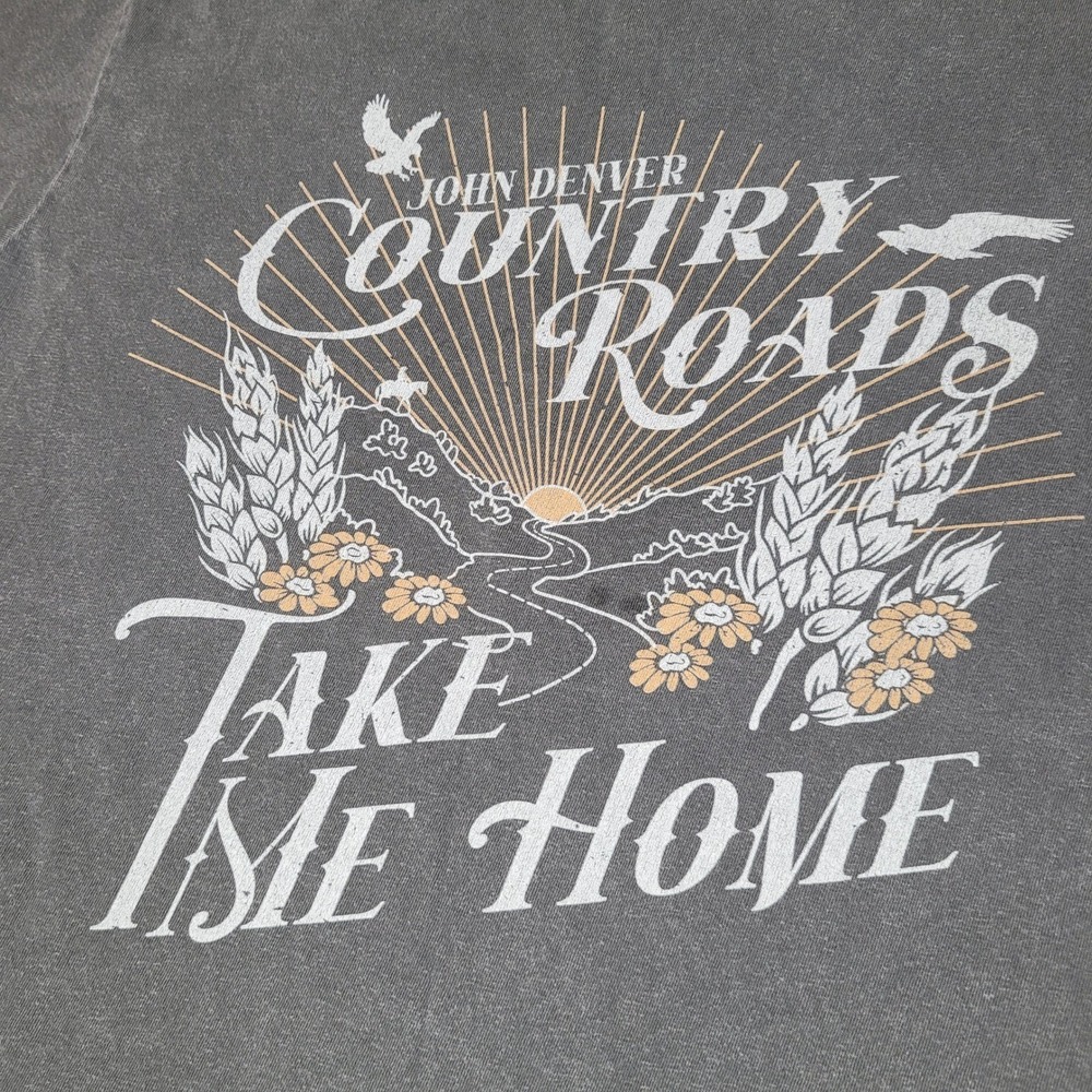 Comfort Colors T Shirt Women M Gray John Denver Country Roads Graphic Tee - Picture 7 of 8